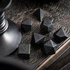 Gemstone Black Night Raised Obsidian Hand Carved DND Dice Set