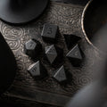 Gemstone Black Night Raised Obsidian Hand Carved DND Dice Set