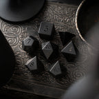 Gemstone Black Night Raised Obsidian Hand Carved DND Dice Set