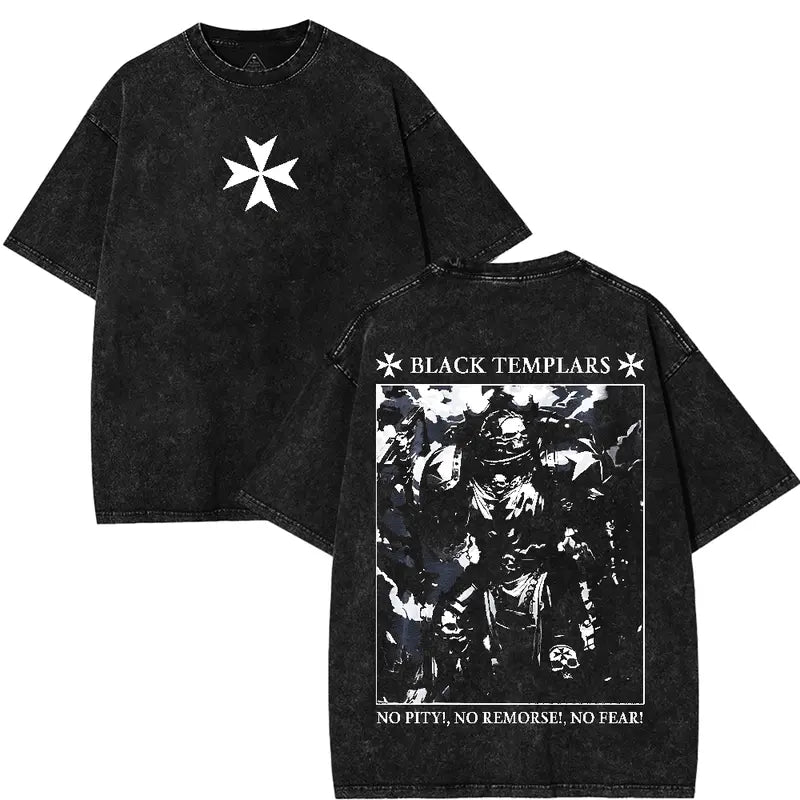 Black Templars "No Pity, No Remorse, No Fear" T-Shirt – Warhammer 40K Sci-Fi Fan Unisex Cotton Tee