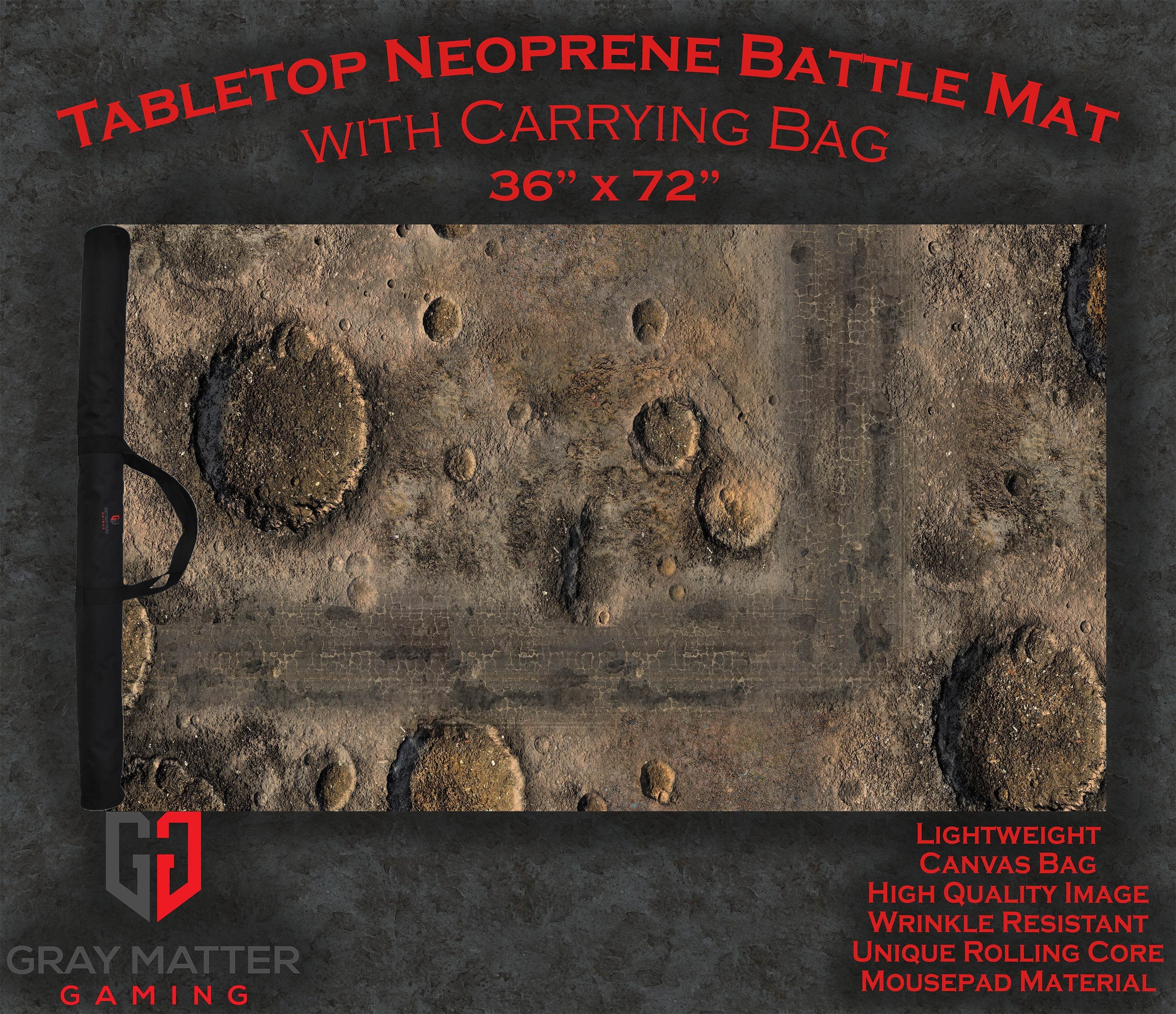 Blasted Battlefield - Neoprene Battle Mat - Warhammer, AoS, 40K, Kill Team, MCP, Shatterpoint, Legion, More - 36x72