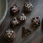Blood Dragon Silver Hollow Metal DND Dice Set