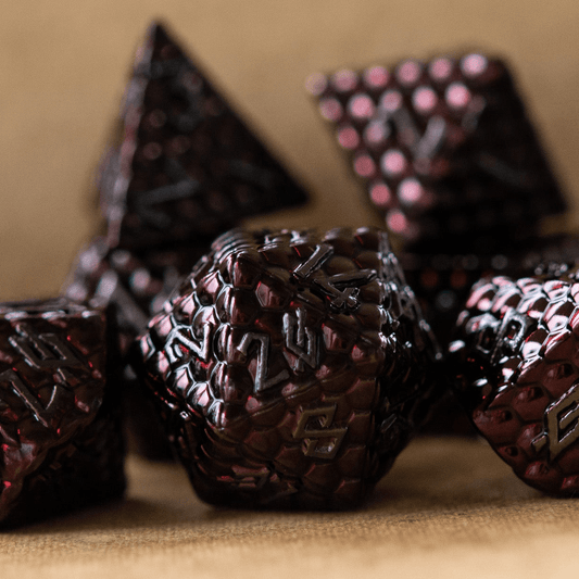Blood Red Dragon's Egg Metal Dice Set - 