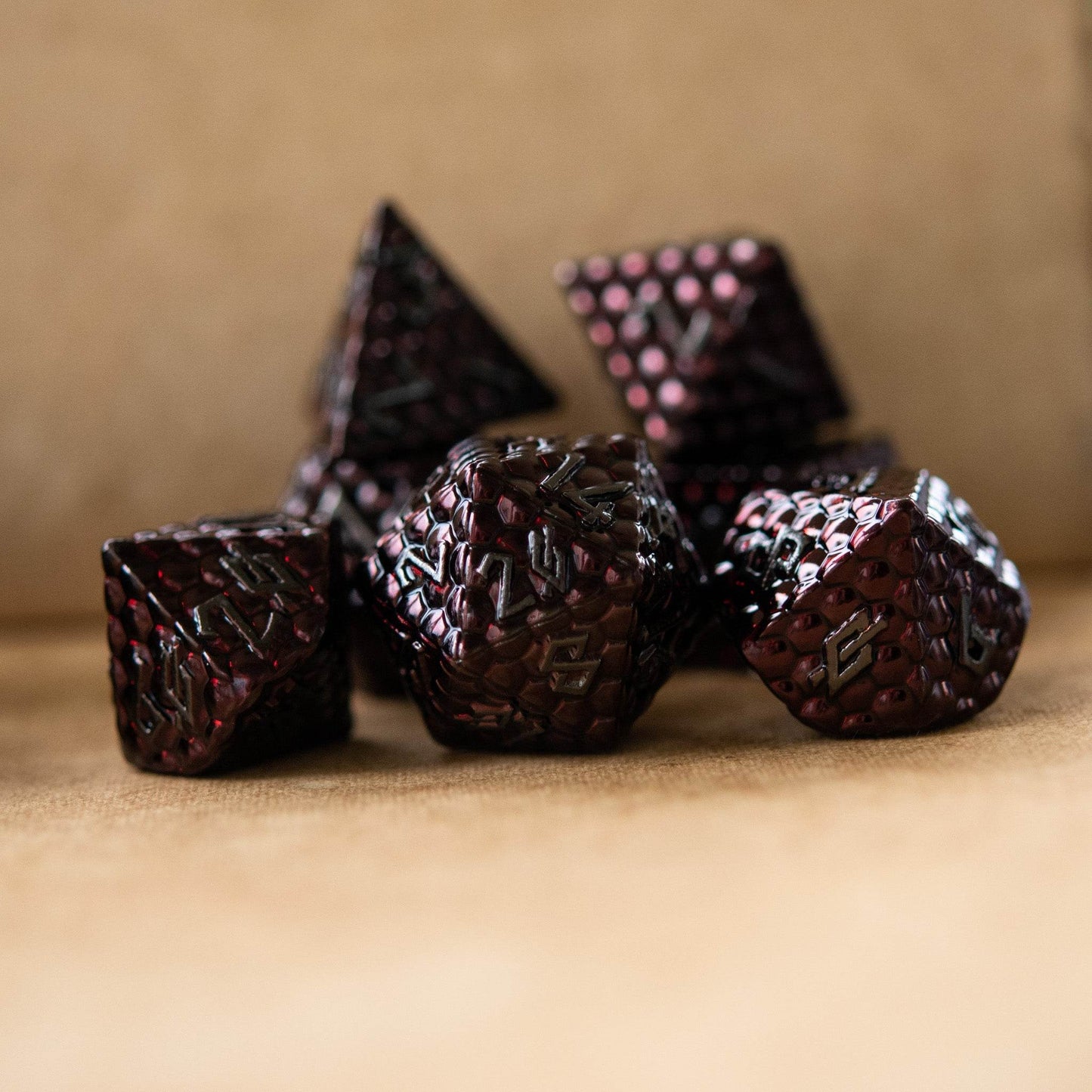 Blood Red Dragon's Egg Metal Dice Set - 