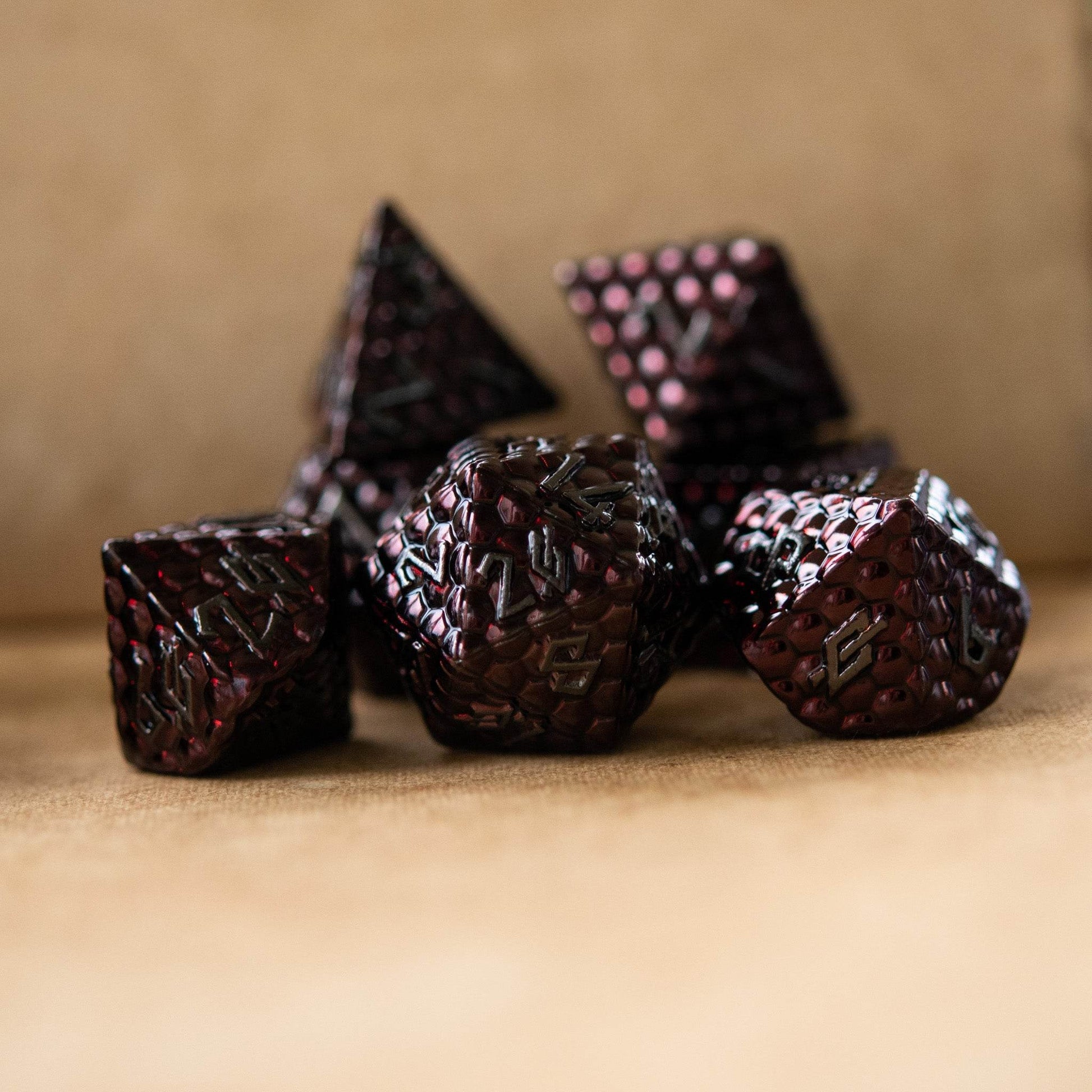 Blood Red Dragon's Egg Metal Dice Set - 