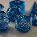 Blue Glitter Liquid Core Sharp Edge Handmade Resin DND Dice Set - 1 D20 (Not Full Set)
