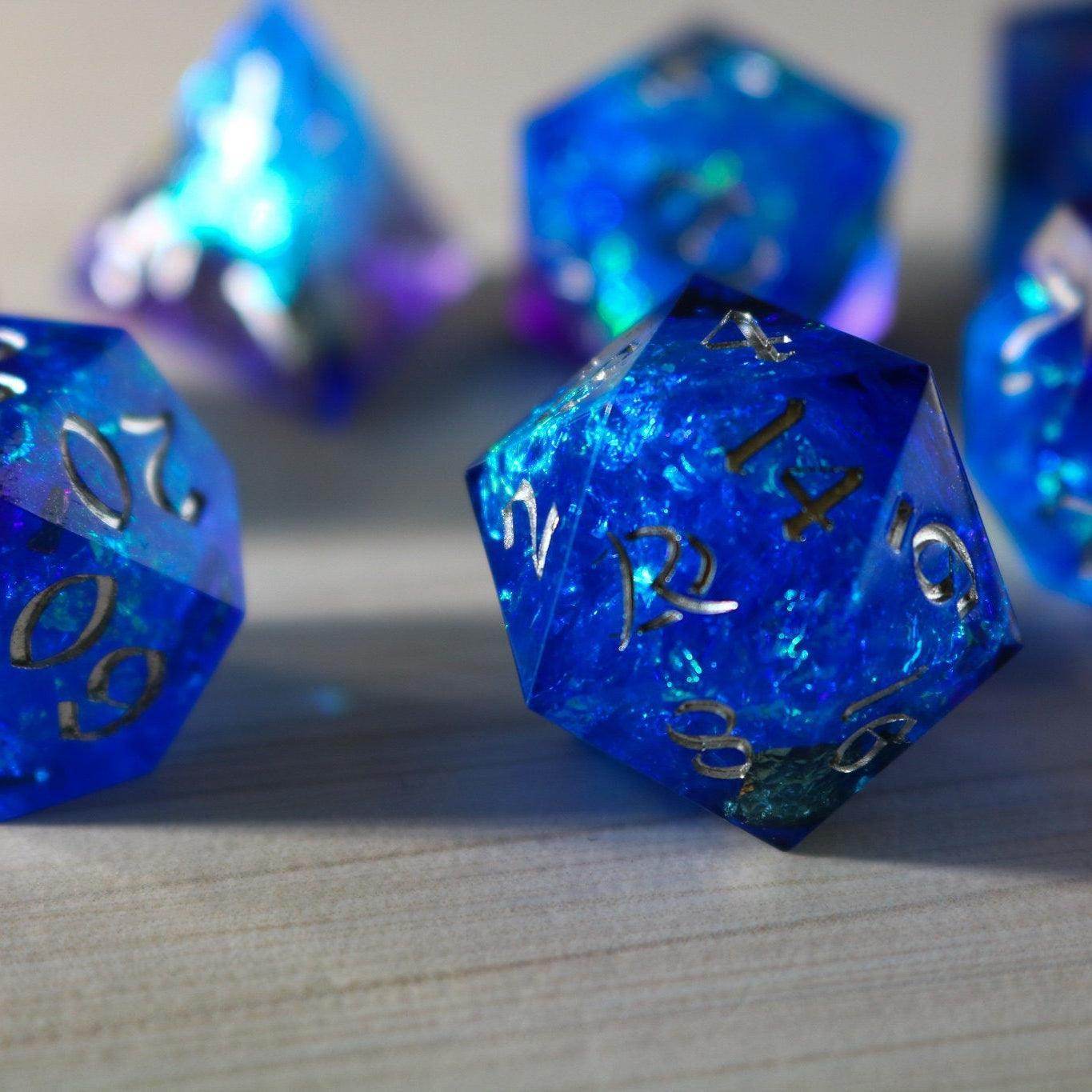 Blue Handmade Sharp Edge Resin DND Dice Set - Only 1 D20