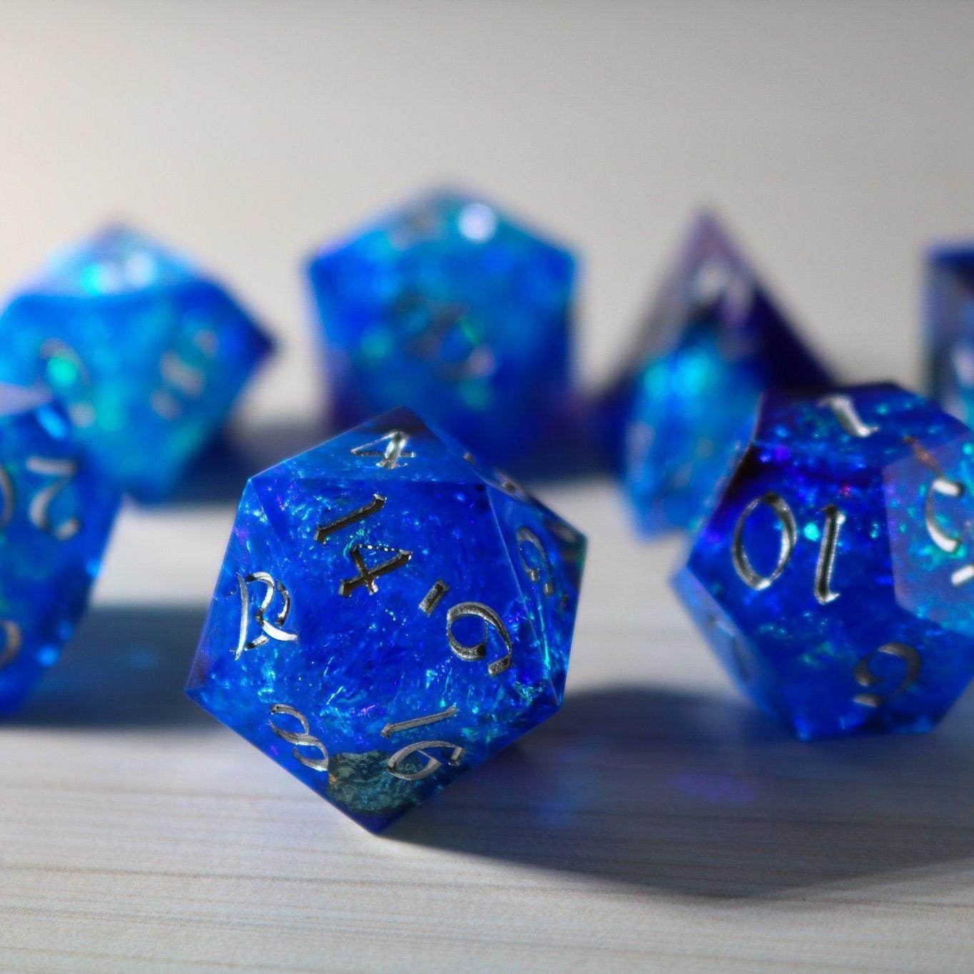 Blue Handmade Sharp Edge Resin DND Dice Set - Only 1 D20