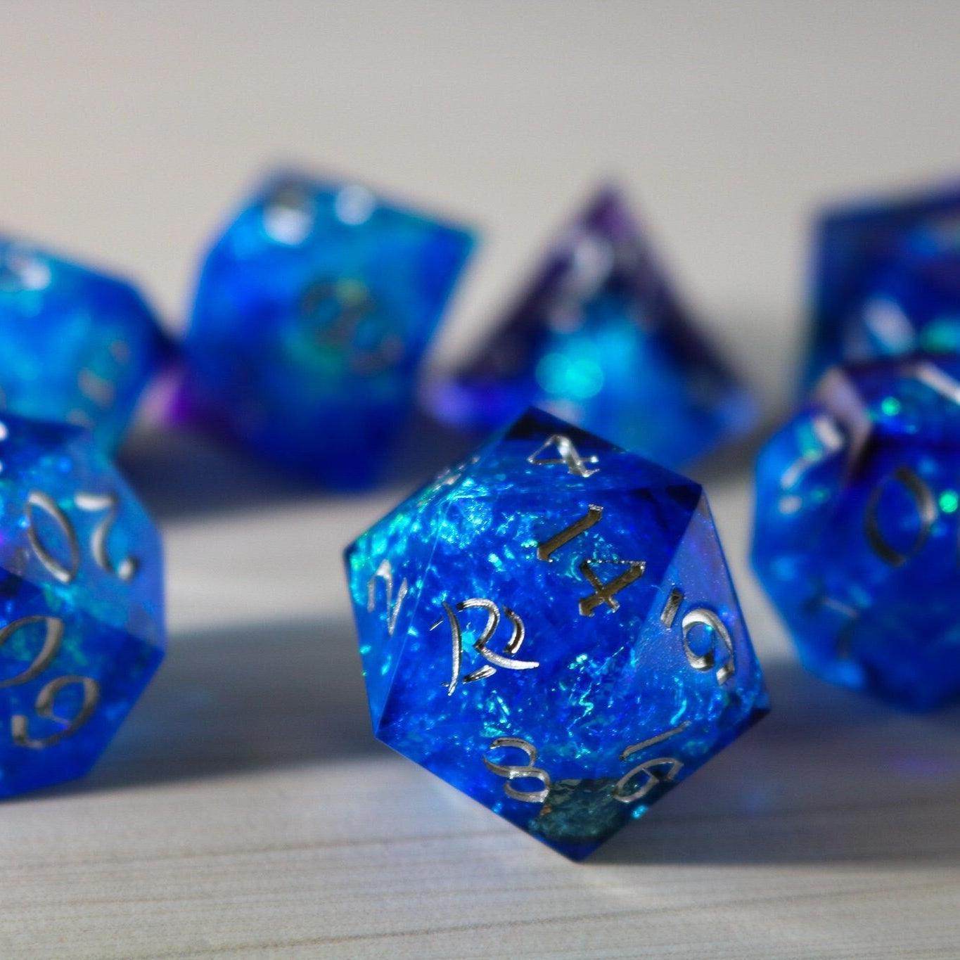 Blue Handmade Sharp Edge Resin DND Dice Set - Only 1 D20