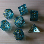 Blue Ocean Forge Fire Glass DND Dice Set - Full Set And Free Dice Box