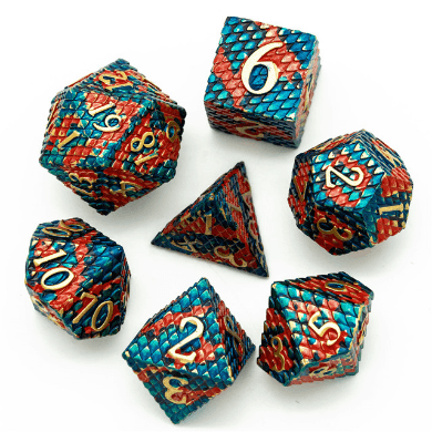Foam Brain Games - Blue-Fire Dragon Scale RPG Dice Set - 