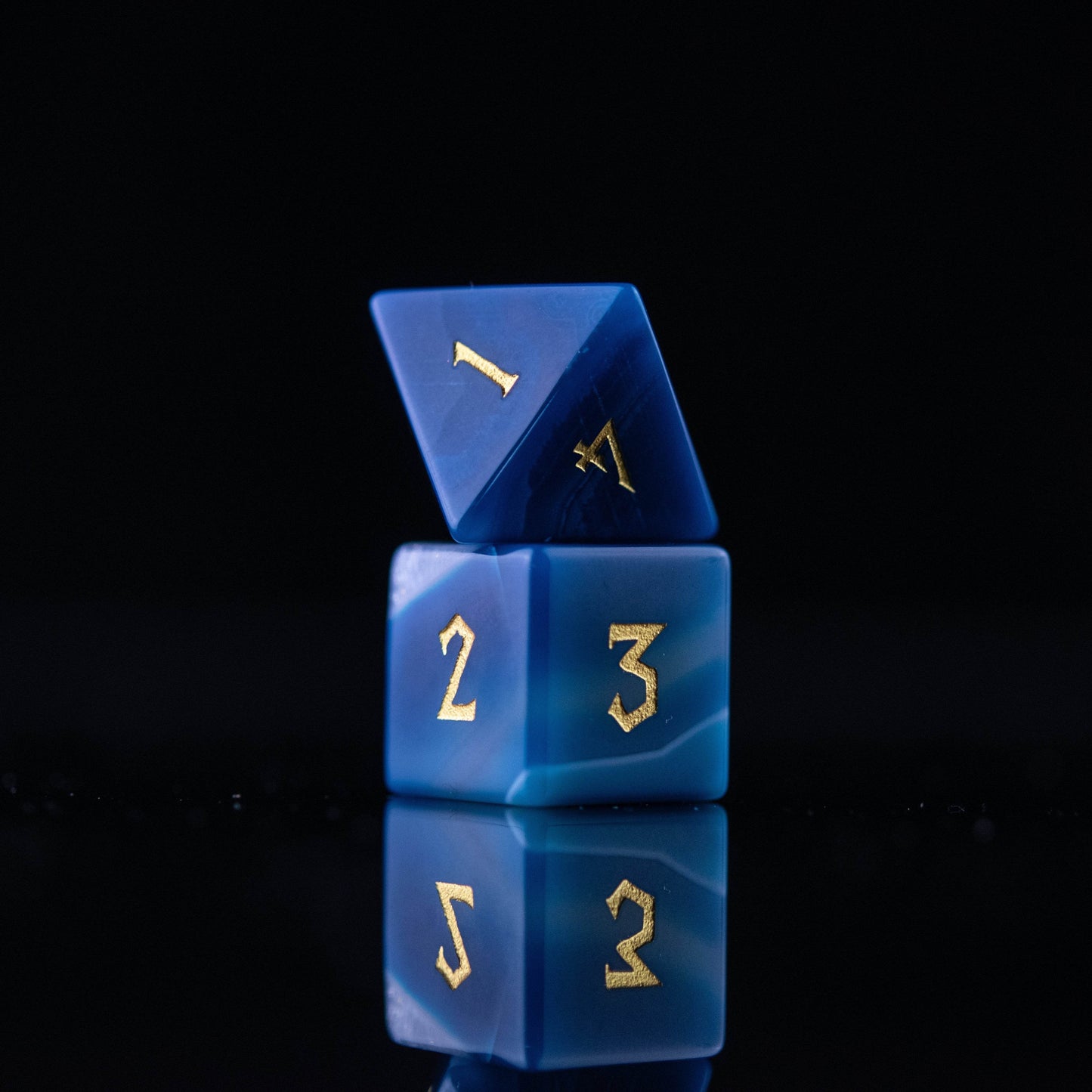Blue Agate Stone Dice Set - 