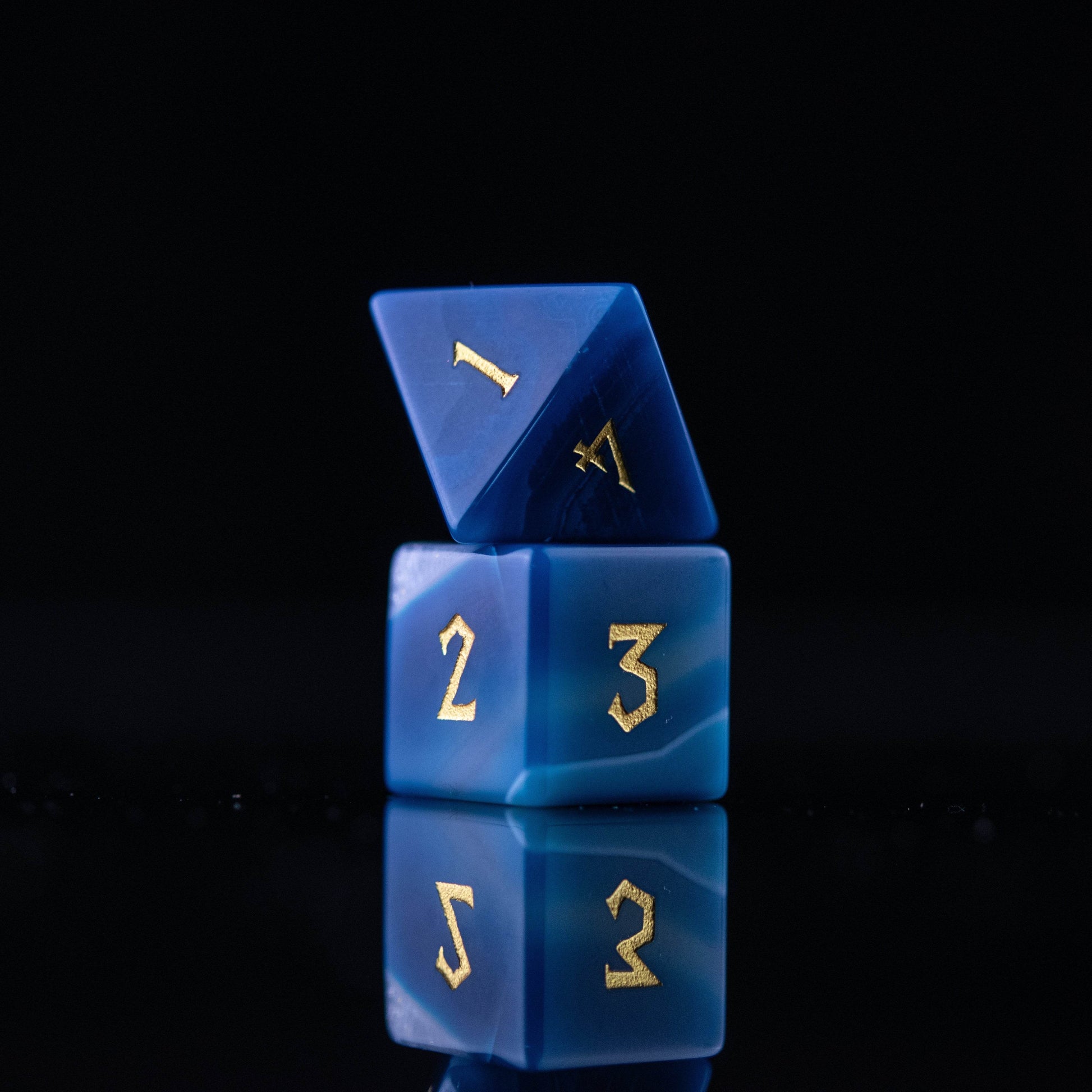 Blue Agate Stone Dice Set - 