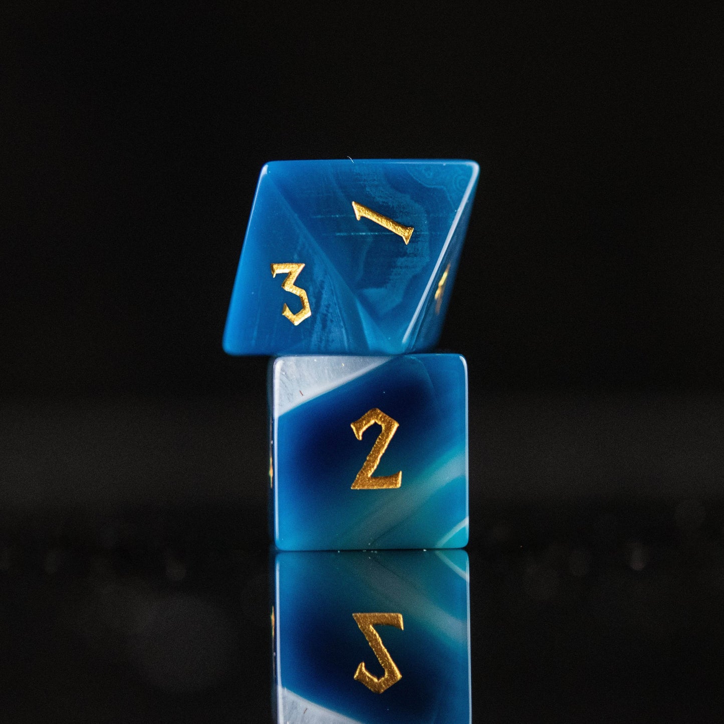 Blue Agate Stone Dice Set - 