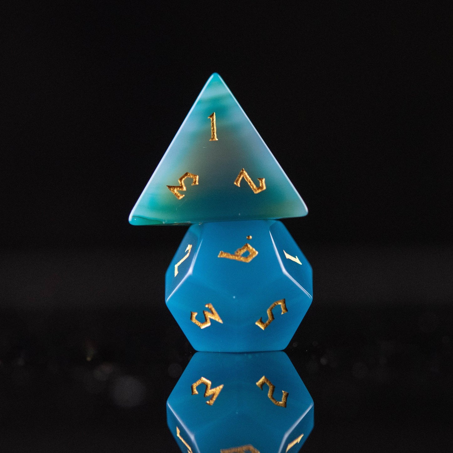 Blue Agate Stone Dice Set - 