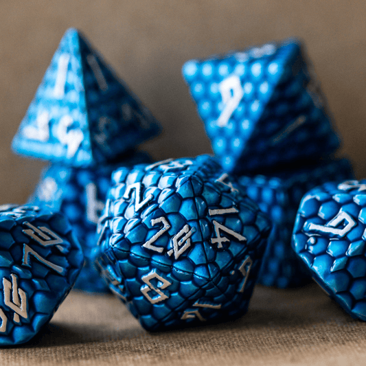 Blue Dragon's Egg Metal Dice Set - 
