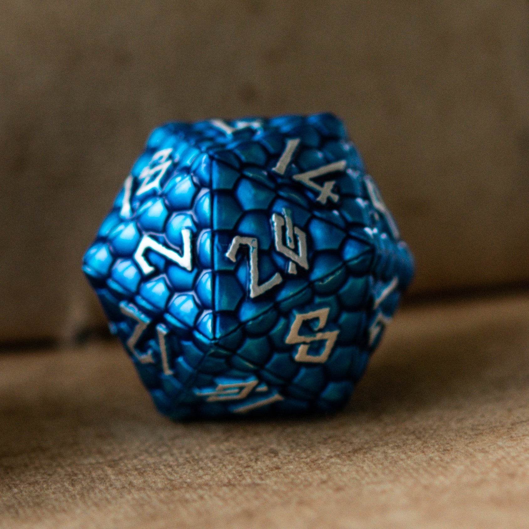 Blue Dragon's Egg Metal Dice Set - 