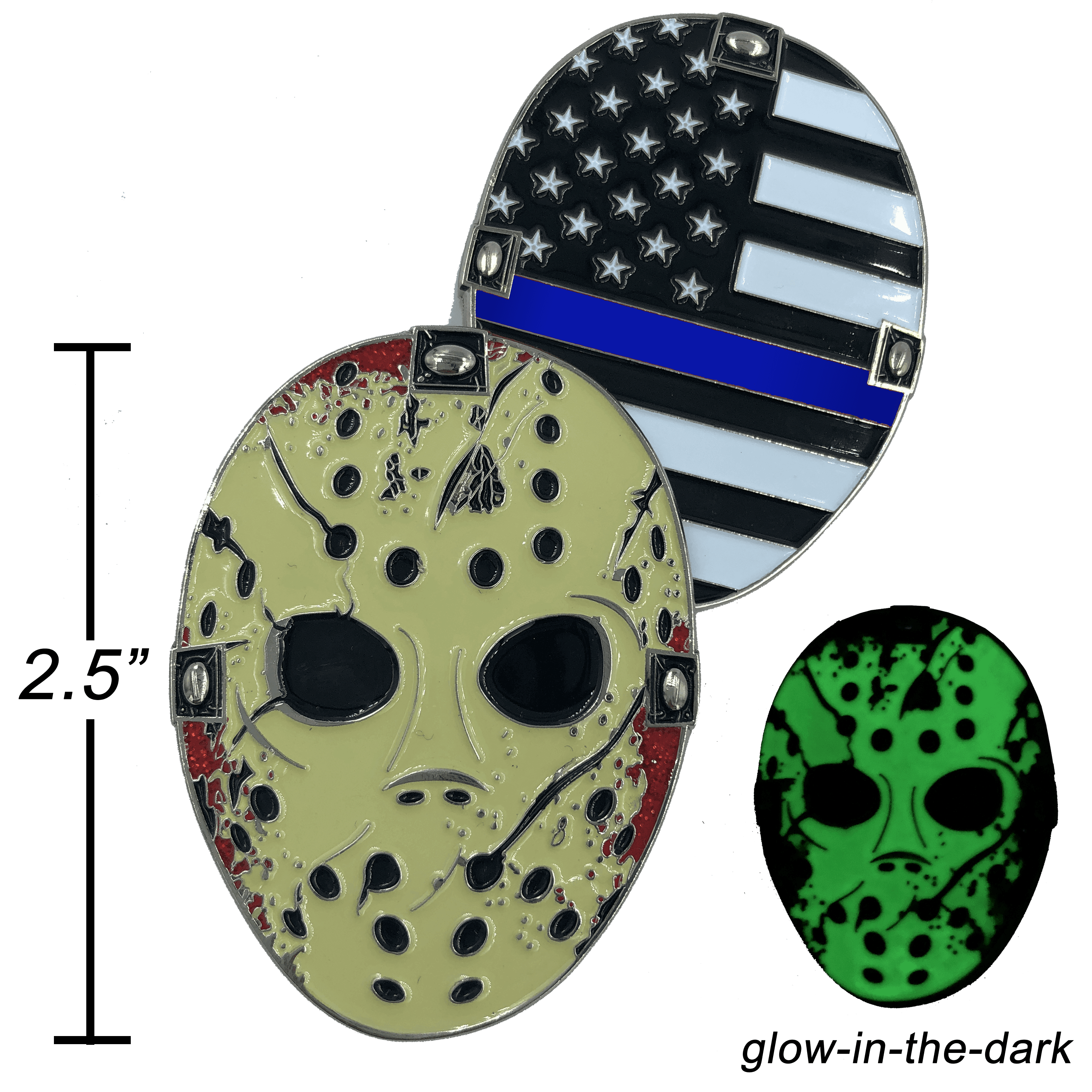 A-009 Thin Blue Line Jason Voorhees Challenge Coin Friday the 13th Police CBP FBI ATF NYPD LAPD Chicago - 