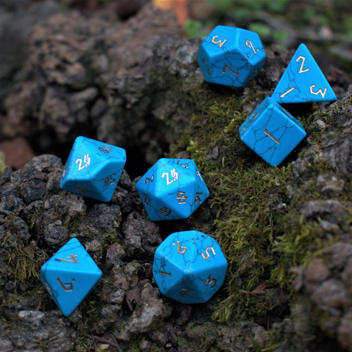 Blue Turquoise Stone Dice Set - 