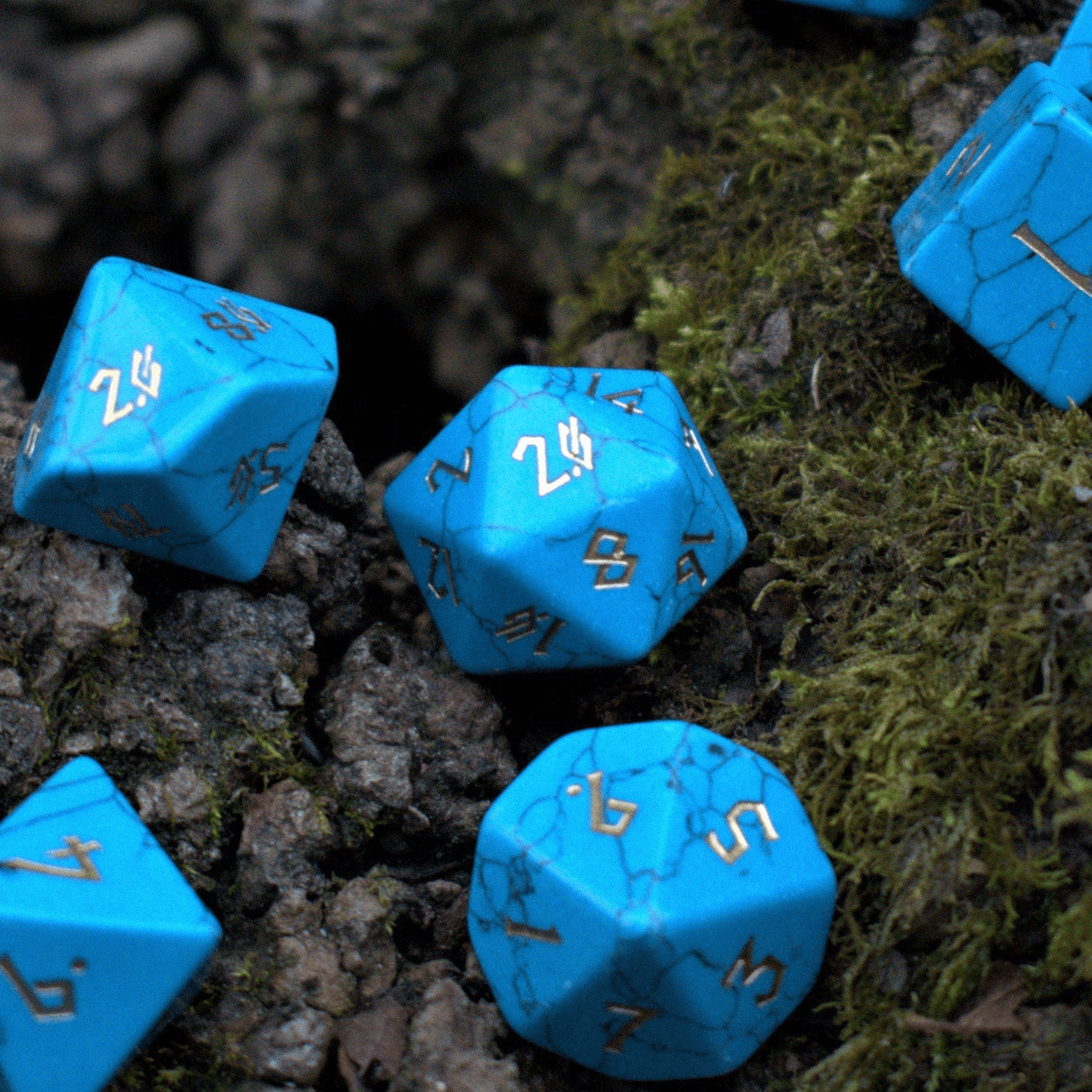 Blue Turquoise Stone Dice Set - 