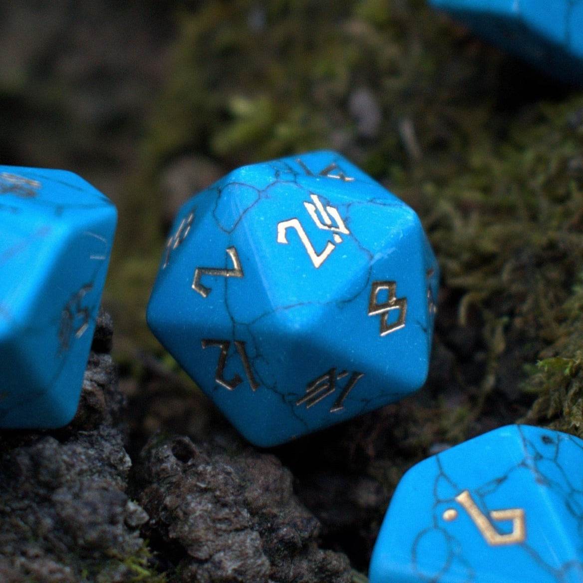 Blue Turquoise Stone Dice Set - 