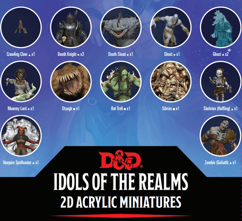 D&D: Idols of the Realms - Boneyard 2D Acrylic Miniatures - Set 1 - 