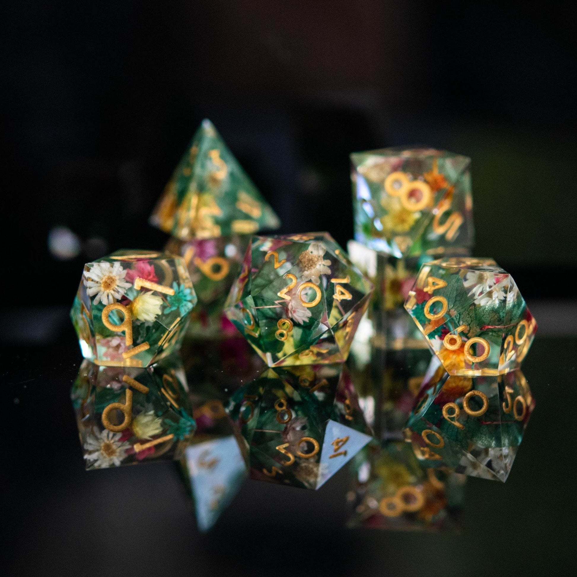 Botanical Gardens Sharp-Edged Resin Dice Set 'PRE-ORDER | SPRING EVENT DEAL' - 