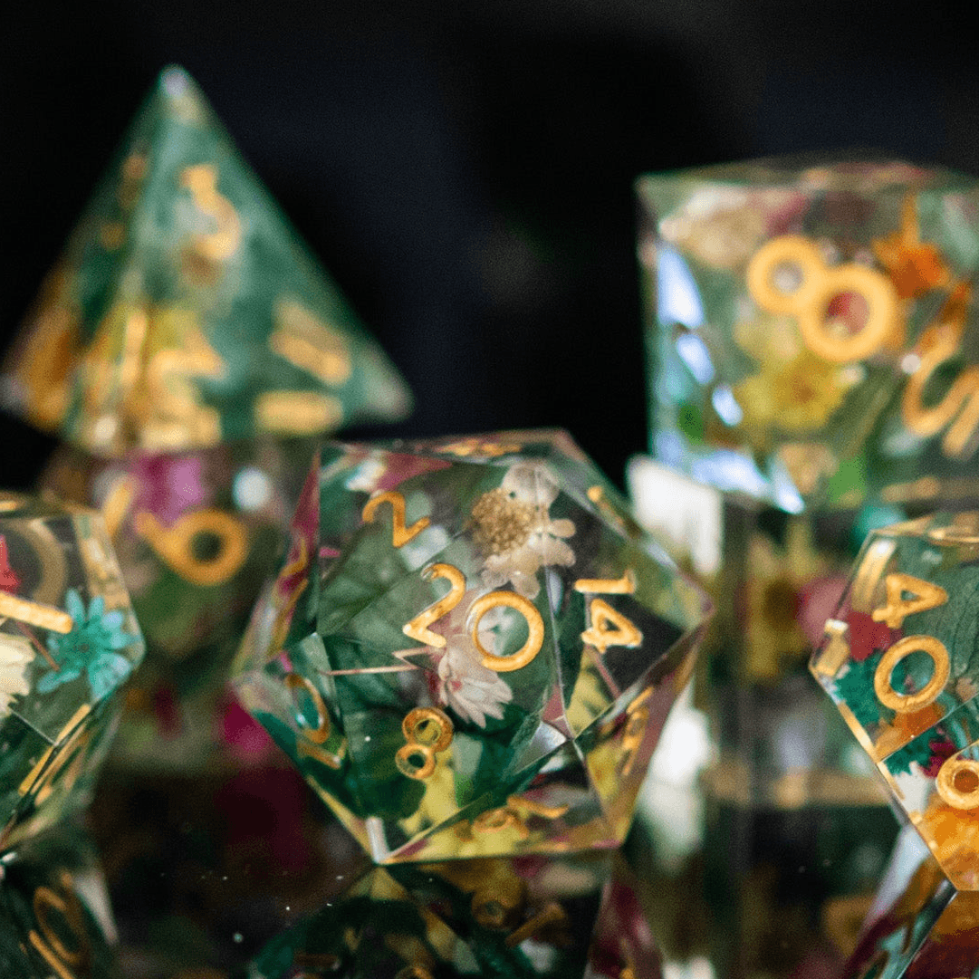 Botanical Gardens Sharp-Edged Resin Dice Set 'PRE-ORDER | SPRING EVENT DEAL' - 