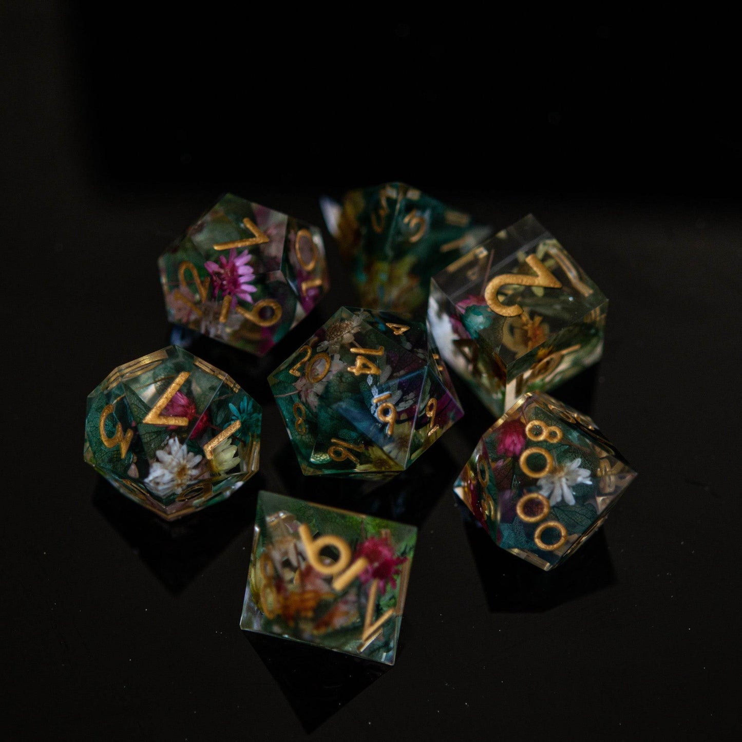 Botanical Gardens Sharp-Edged Resin Dice Set 'PRE-ORDER | SPRING EVENT DEAL' - 