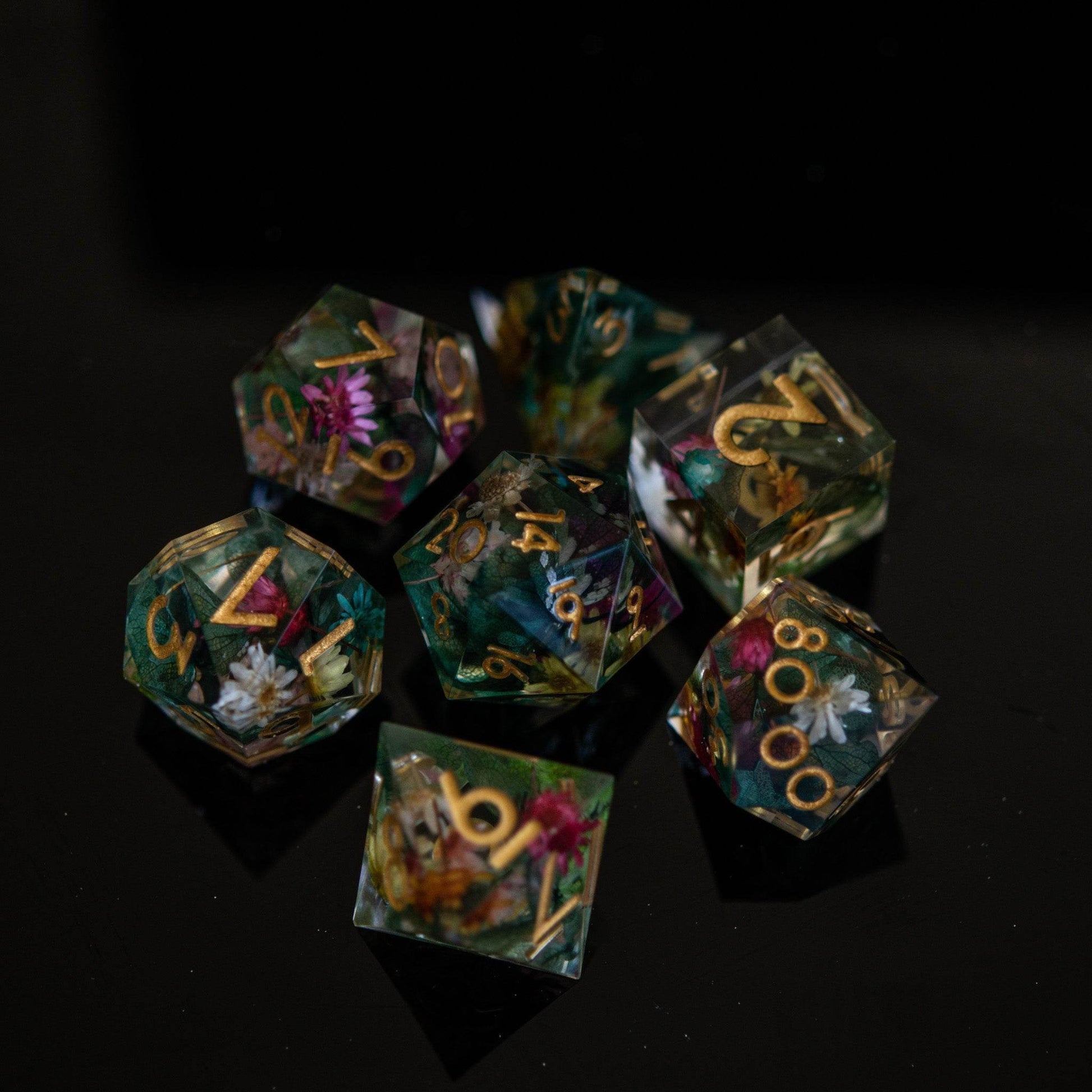Botanical Gardens Sharp-Edged Resin Dice Set 'PRE-ORDER | SPRING EVENT DEAL' - 