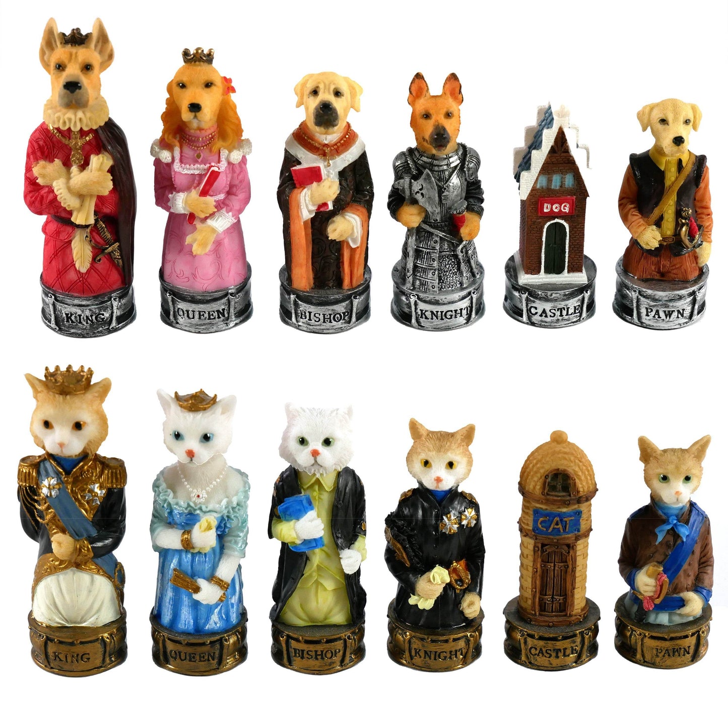 Chess Pieces - Cats & Dogs Resin Chess Pieces - 