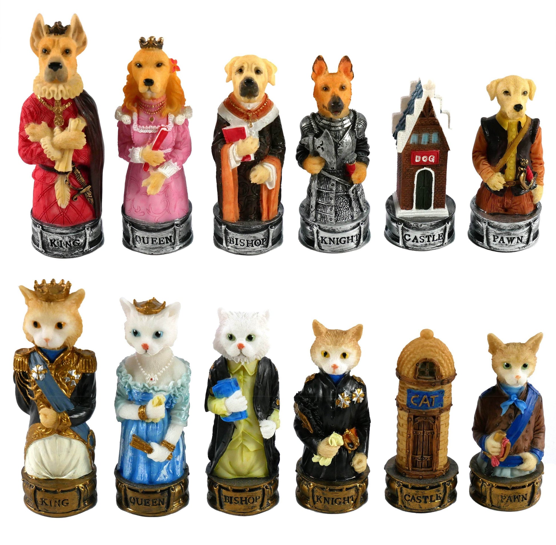 Chess Pieces - Cats & Dogs Resin Chess Pieces - 