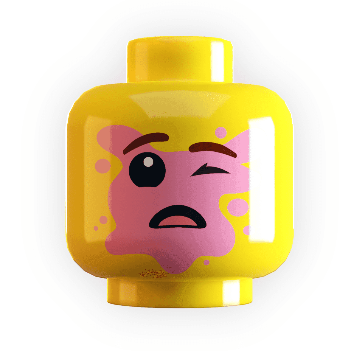 B3 Customs® Boy Popped Bubble Gum on Face Minifig Head - Yellow Flesh