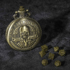 Cool Bronze Skull Dual Guns Steampunk Engraving Box Chain + Unique Mini Dice Sets
