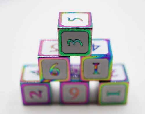 6 piece Metal D6's - White and Burnt Opal - 