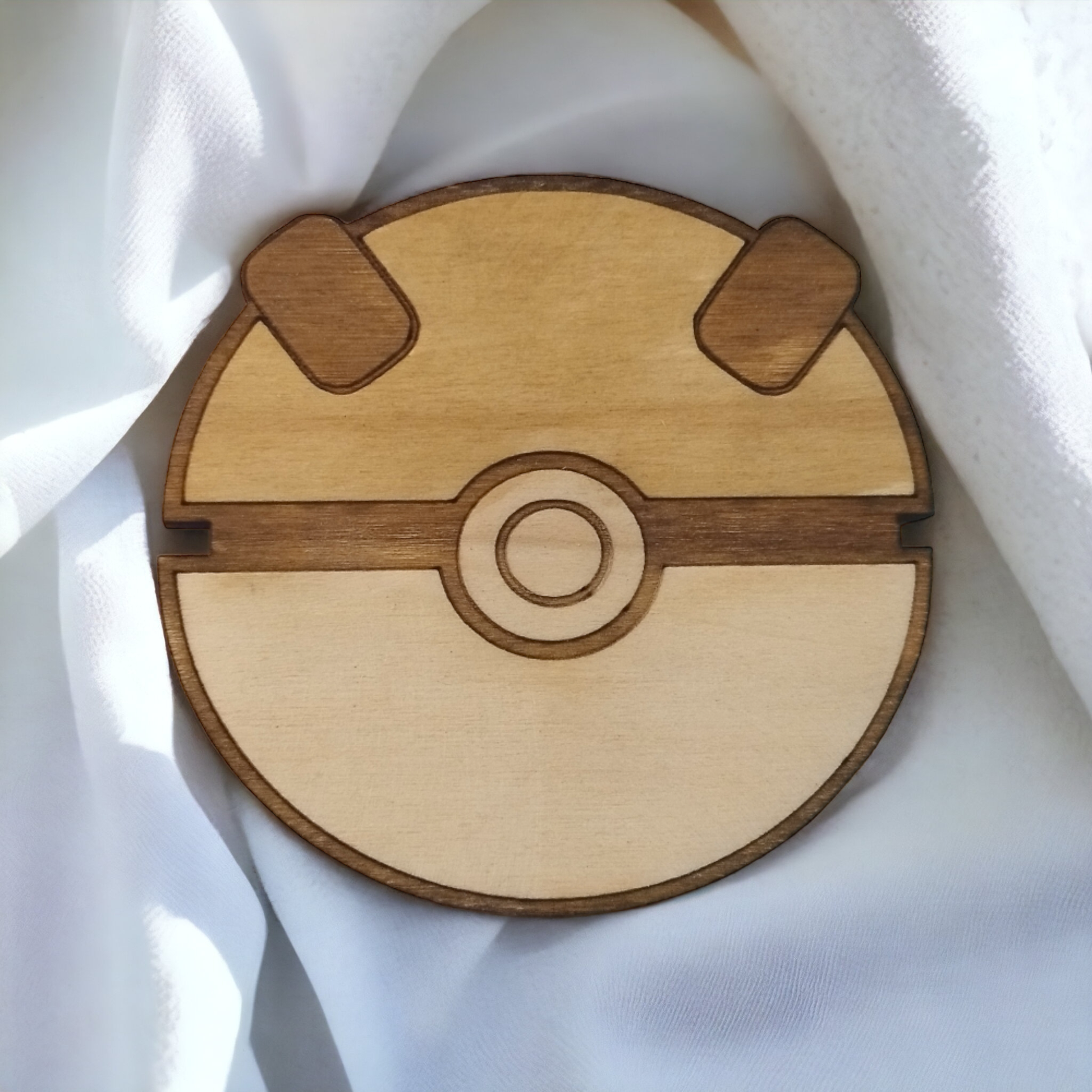 Set of 6 Pokeball Wooden Coasters - Handmade Gift - Housewarming - Wood Kitchenware