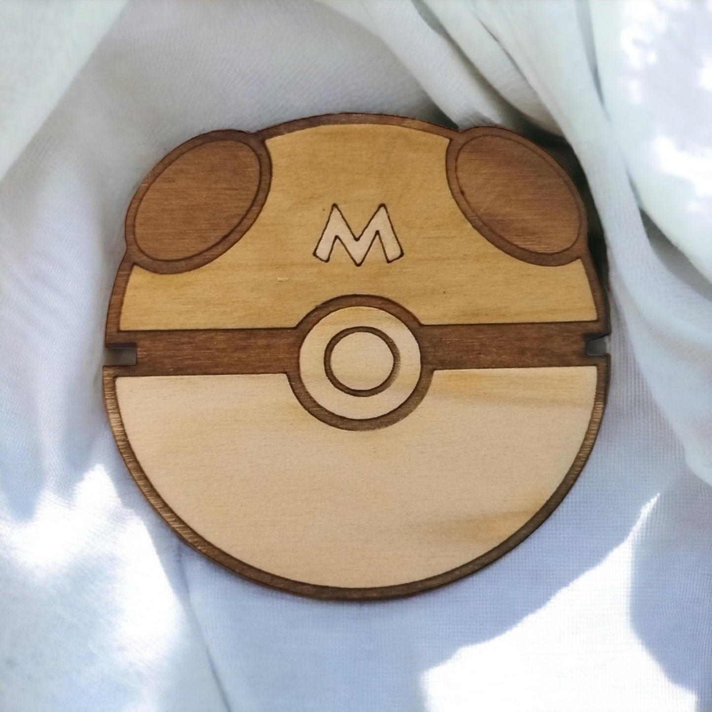 Set of 6 Pokeball Wooden Coasters - Handmade Gift - Housewarming - Wood Kitchenware