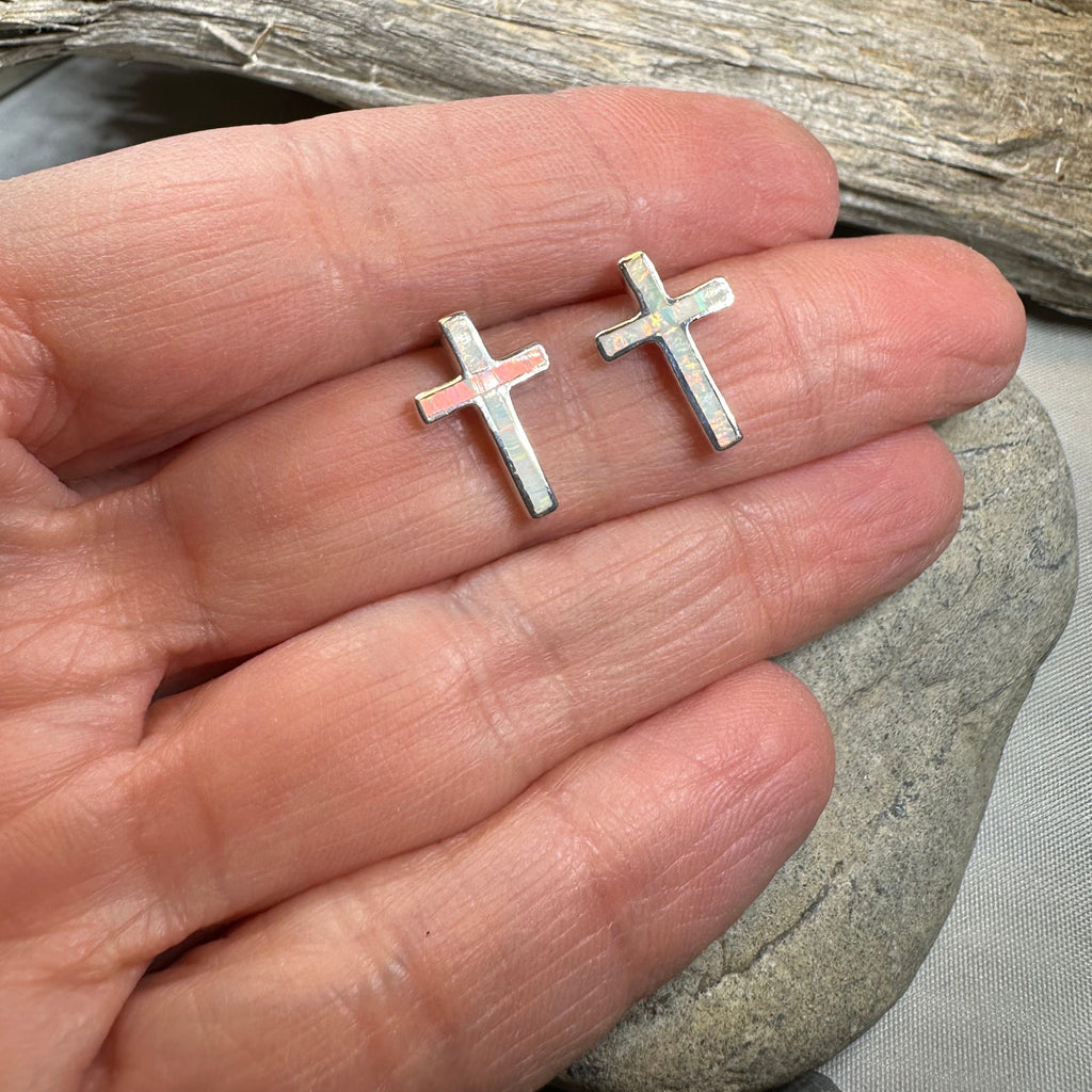 Serene Soul Opal Cross Earrings