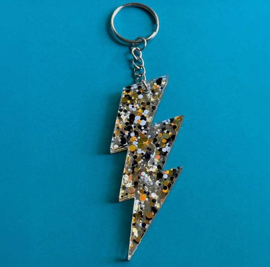 Thunderbolt Keychain - Gold / Glitter