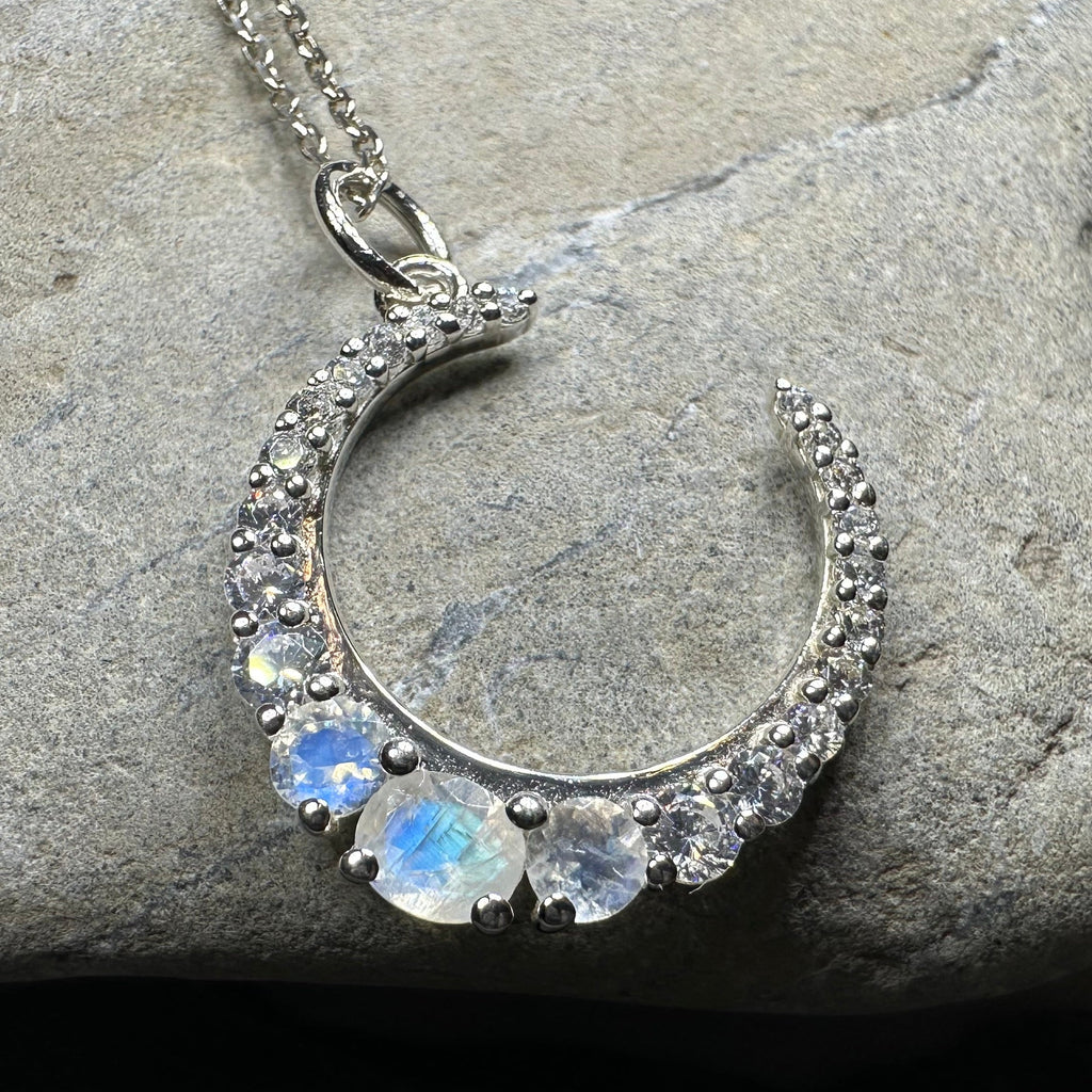 Moonstone Crescent Moon Necklace