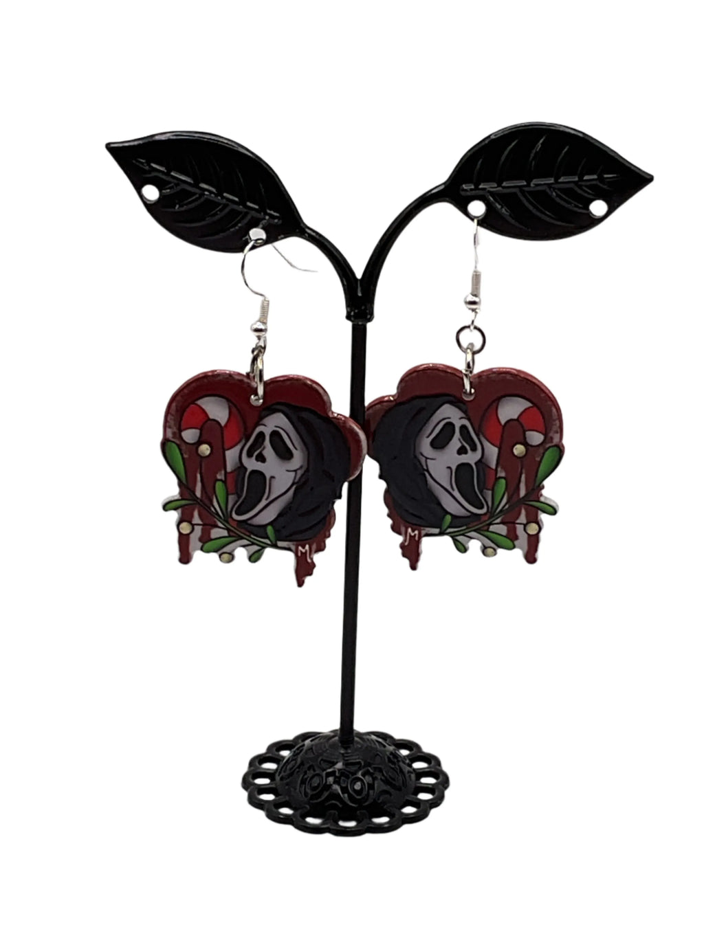 Ghost Face Scream Christmas Earrings