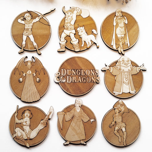 Set of 9 Dungeons & Dragons Wooden Coasters - Handmade Gift - Housewarming - Wood Kitchenware-0