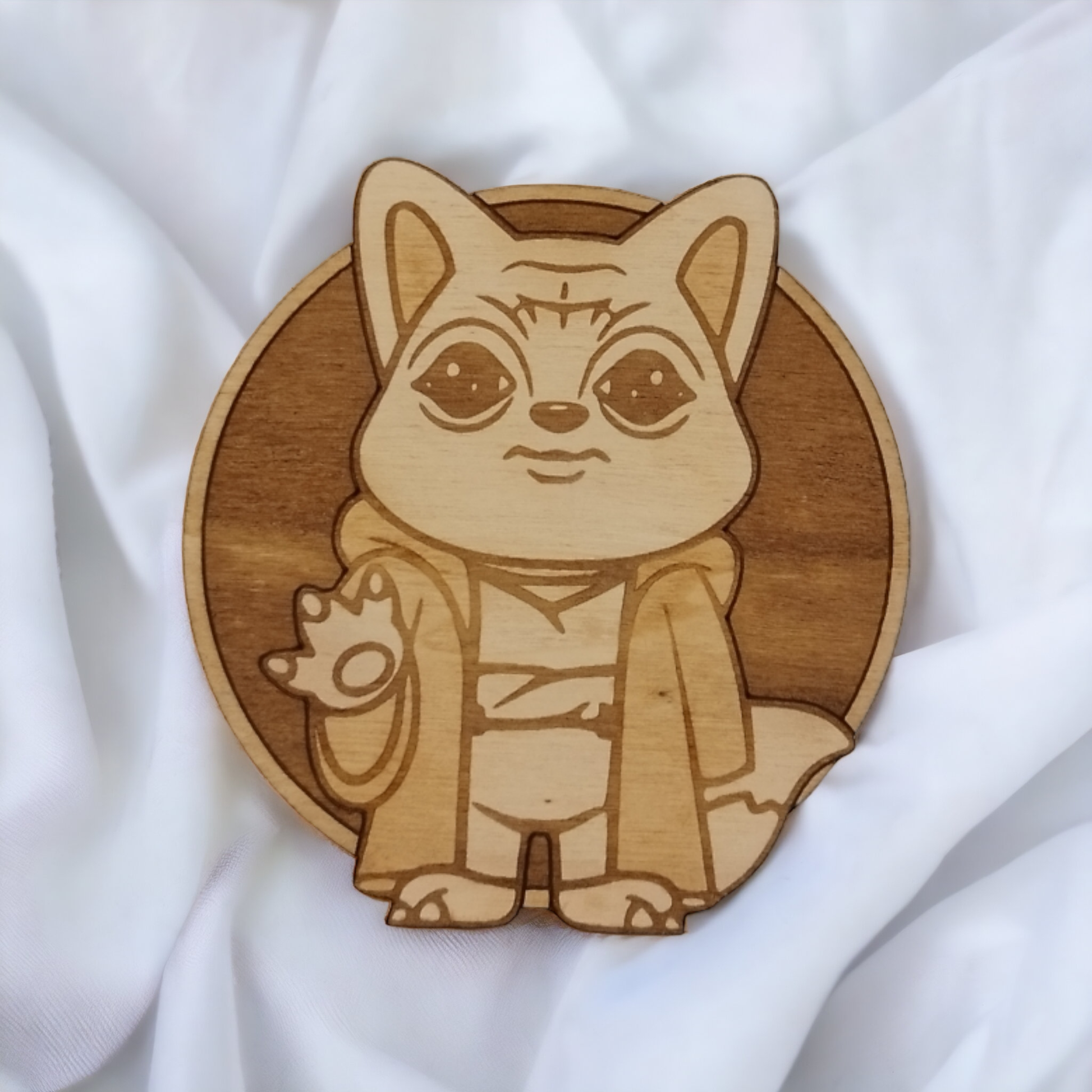 Set of 6 Star Wars Cat Wooden Coasters - Handmade Gift - Housewarming - Wood Kitchenware - Baby Yoda - The Mandalorian