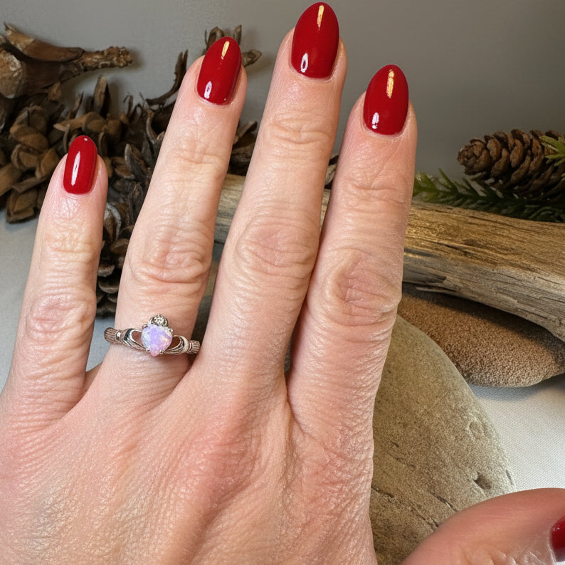 Glencora Claddagh Pink Opal Ring