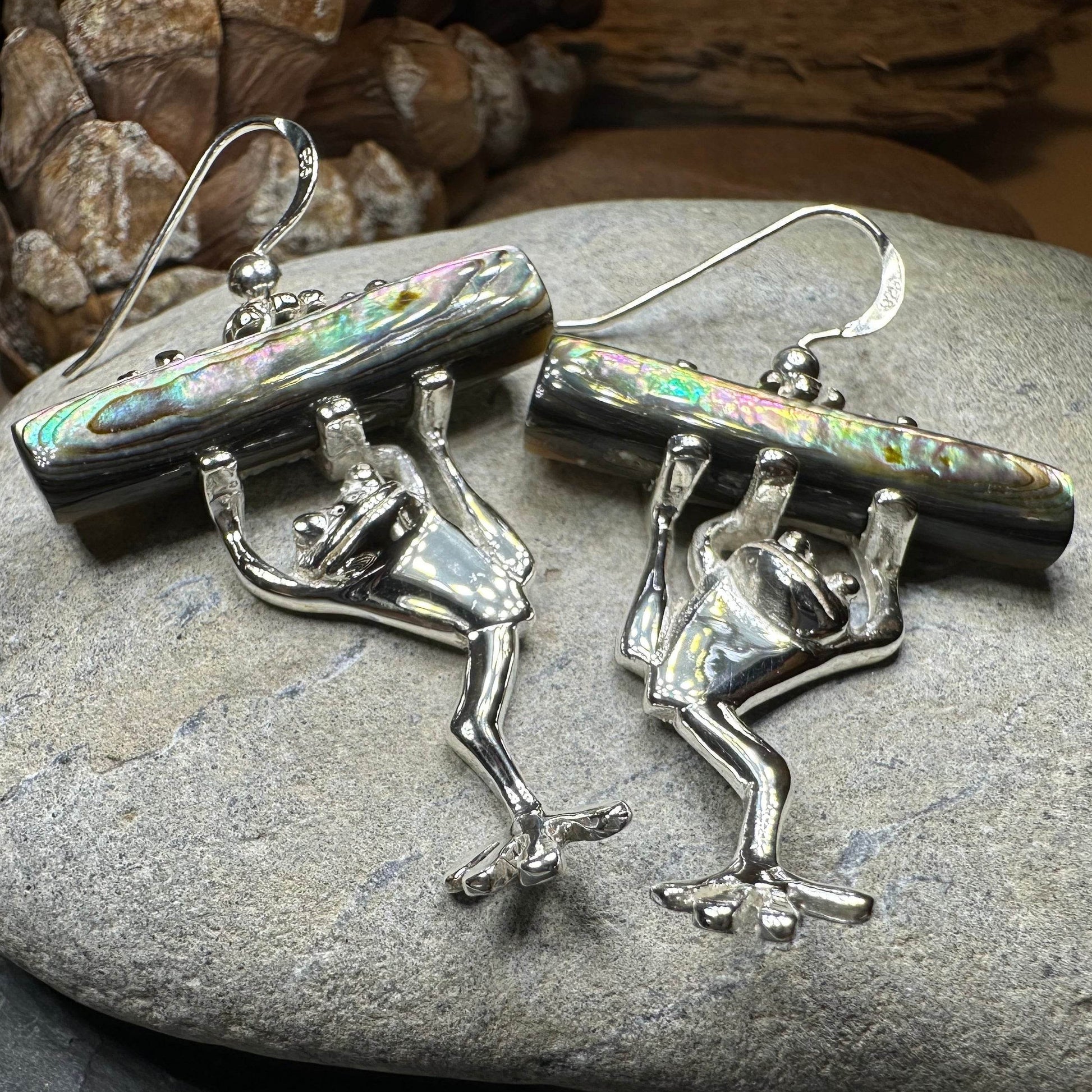 Abalone Frog Earrings - 