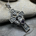Irish Love Shamrock Claddagh Cross Necklace