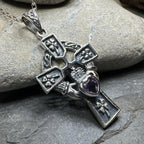Irish Love Shamrock Claddagh Cross Necklace