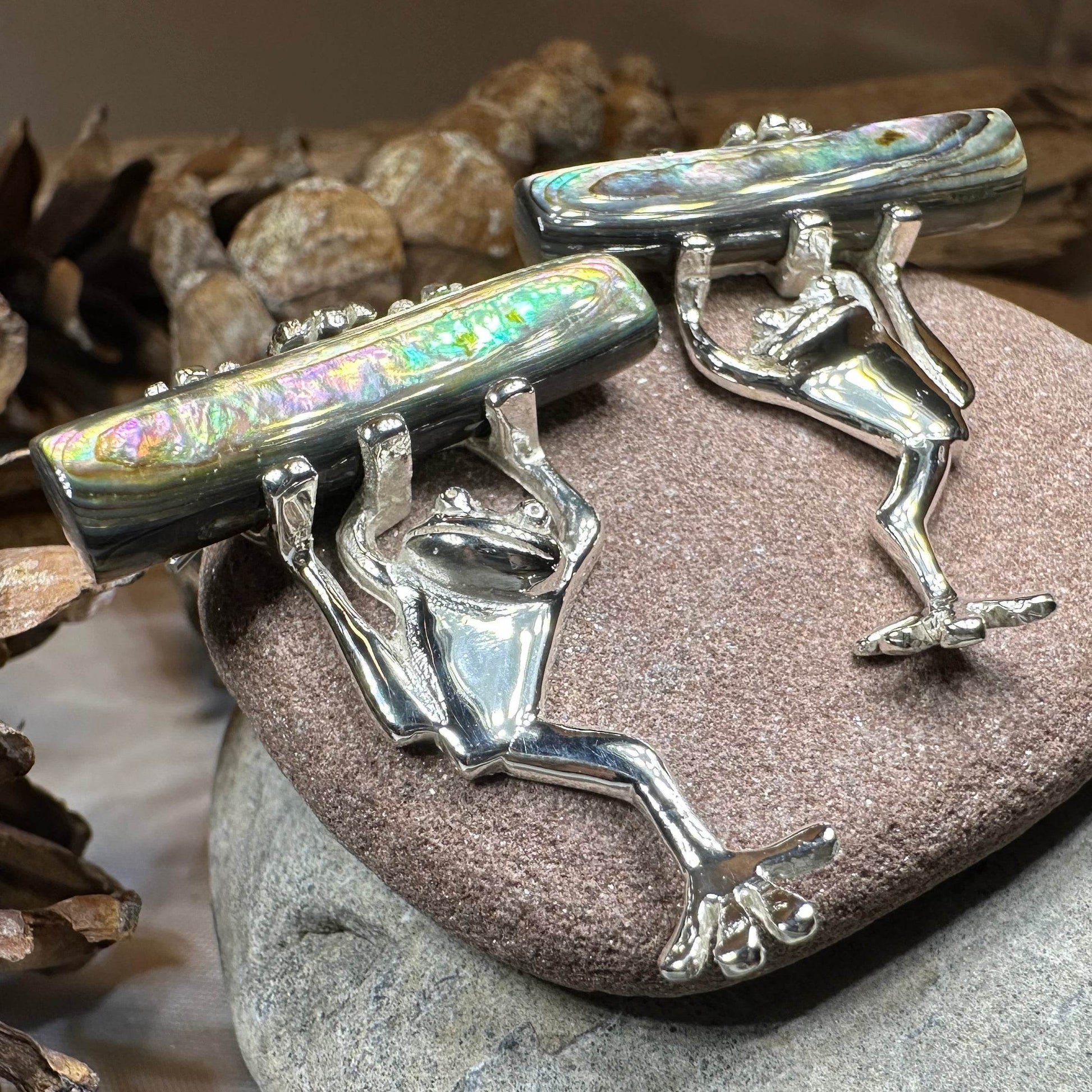 Abalone Frog Earrings - 