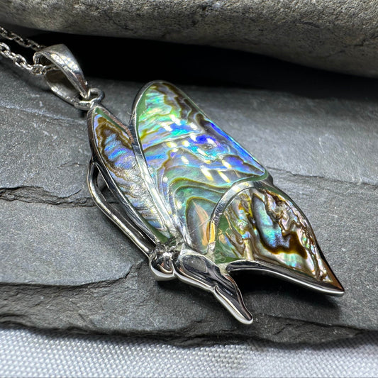 Sara Butterfly Necklace - blue abalone shell
