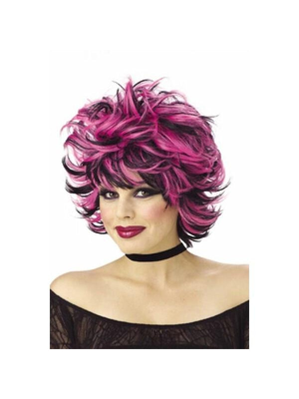 Adult Pink & Black Sexy Shag Wig